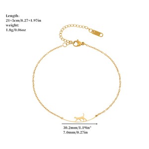 Chaîne de cheville en acier inoxydable avec pendentif chat, couleur argent, forme animale, pour usage décontracté - Product Image 4