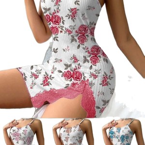 New cross-border trade European and American style sexy floral dress and sexy <b>suspender</b> <b>set</b> - Product Image 2