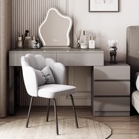 Coiffeuse multifonctionnelle de luxe léger pour chambre à coucher, avec miroir intégré, tiroirs, grande taille, éclairage LED et panneau compact