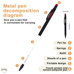 Stylo bille publicitaire en métal, nouveau design 2024, avec pointe souple multicolore, logo gravé pour cadeaux - Product Image 2