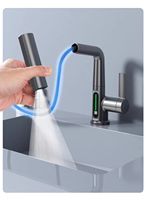 Robinet cascade intelligent en laiton et céramique à montage sur plan, avec affichage numérique, rotation à 360 degrés, eau chaude/froide pour cuisine