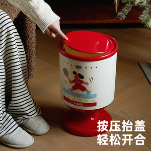 Cute Cylindrical Trash Can 12L+ Big Size Indoor Waste <b>Bin</b> With Storage Compartment - Product Image 5