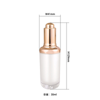Flacon compte-gouttes Sengmi W541 30ml personnalisé blanc avec tête dorée, en acrylique, pour huile essentielle, lotion, sérum, sérigraphié