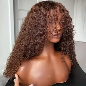 Perruques sans Colle en Dentelle HD Complète, Frisées Afro avec Frange, Cheveux Humains Brésiliens Bruts, Perruques Frontales en Dentelle HD - Product Image 2