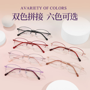 Lunettes de vue ovales demi-cerclées de luxe pour femmes 34466, verres en résine remplaçables, origine Danyang - Product Image 3