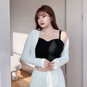 Happy Plus Bralette en tissu maille pour femme, grande taille, noir, blanc, antidérapant, sans bretelles, épaules dénudées, couleur unie, N8723 - Product Image 3