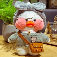 Boneka Lalafanfan Cafe Mimi Duck, Mainan Boneka Lucu dan Lembut, Pakaian Dapat Dilepas, Pita, Pereda Stres, Dapat Dicuci, Hadiah Ulang Tahun Anak