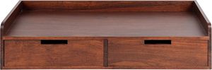 Morden Dark <strong>Walnut</strong> <strong>Floating</strong> Wall <strong>Shelf</strong> with Built-in Drawer Stylish Wall-mounted Storage Unit Doubles As Compact Console Table - Product Image 3