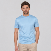 Expédition rapide, t-shirt décontracté pour homme en coton mercerisé de haute qualité, tricoté, 200 grammes, coupe classique, col rond, manches courtes, livraison rapide