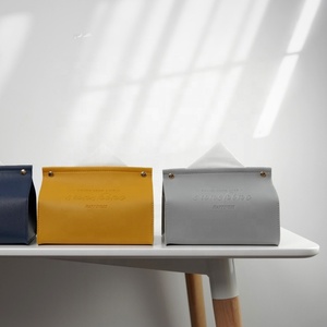 PU Leather Tissue Case <b>Simple</b> Rectangle Paper Holder Desktop Storage Container for Home Office Car Accessories - Product Image 2