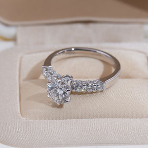 Anillo de diamantes cultivados en laboratorio Messi Jewelry MSR-2034 PT950 de forma redonda para mujer - Product Image 3