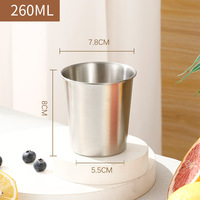 Tasse à eau en acier inoxydable 304 à paroi simple avec bord roulé, or/argent, pour bière, lait ou comme gobelet