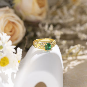 แหวนพลอยทรงลูกกลมขนาด 5*6 มม. ชุบทองคำขาวสไตล์วินเทจจาก All Fashion Lab เหมาะสำหรับงานแต่งงาน - Product Image 1