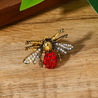 Bague Abeille Vintage Haut de Gamme en Alliage avec Perle, Style Luxe Léger Électroplaqué Unisexe, Bague Ouverte Déclaration Tendance