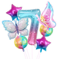 Ensemble de ballons en aluminium à thème papillon numéro de ciel étoilé pour jouets de décoration de fête d'anniversaire pour enfants