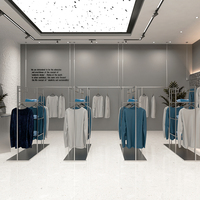 Magasin de vêtements de détail, idées de design d'intérieur, support de sol en métal pour hommes, présentoir de vêtements pour magasin