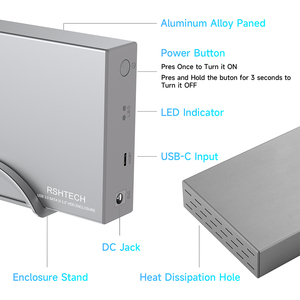 Rshtech bên ngoài Ổ đĩa cứng trường hợp <span class=keywords><strong>USB</strong></span> <span class=keywords><strong>3.0</strong></span> 3.5 inch bên ngoài 16 terabyte ổ cứng bao vây cho văn phòng & người dùng cá nhân - Product Image 3