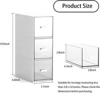 Organisateur de bureau empilable en plastique ABS à 3 tiroirs, bacs de rangement rectangulaires, porte-sachets de thé, porte-sachets de sucre, boîte à cosmétiques, boîte à maquillage