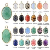 Pendentif ovale en cristal naturel 24 couleurs 13x21mm, serti de laiton, pierre à double facettes, pour la fabrication de bijoux et boucles d'oreilles DIY