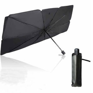 Dernière mise à niveau Pare-soleil de pare-brise avant en forme de parapluie en plastique argenté Logo personnalisé Cadeaux d'affaires manuels Imperméable Anti-vol - Product Image 1