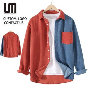 Soldes de liquidation Chemise en velours côtelé pour homme - Haut décontracté à manches longues printemps/automne avec poche en <span class=keywords><strong>patchwork</strong></span> (Vêtement de qualité tendance) - Product Image 1