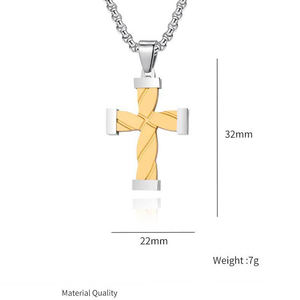 人格レトロつや消しゴールドブラックメッキステンレススチールツイストクロスペンダントネックレスクリスチャンスピリチュアルジュエリー - Product Image 5