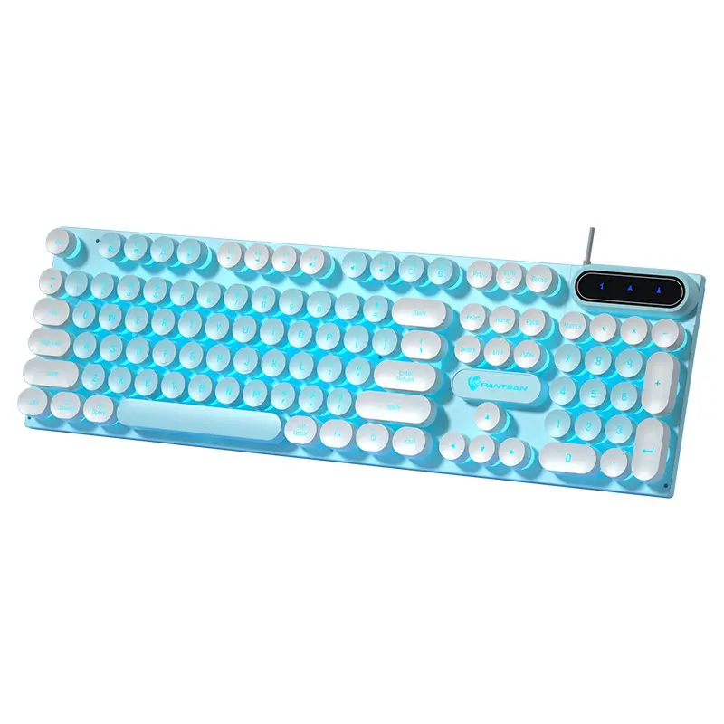 Teclado de computador portátil com fio, teclado de sensação mecânica tipo punk com chave de 104 teclas para jogos, retroiluminado rgb, acessórios para pc e laptop
