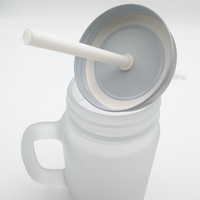 Topjlh Mug en verre dépoli, pot Mason vierge pour sublimation avec couvercle, gobelet réutilisable imprimable par transfert thermique
