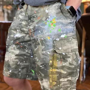 New Fashion Camouflage Boys Shorts For Men Para Mujer Custom Paint Splatter Summer Cargo Pants 100% Cotton Camo Mens Shorts