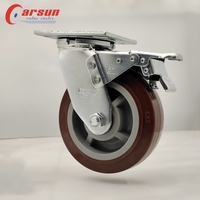 Roues pivotantes en polyuréthane industriel Carsun, roulettes robustes de 4 à 8 pouces, roues de chariot pivotantes avec frein, axe de 40 mm, garantie 1 an