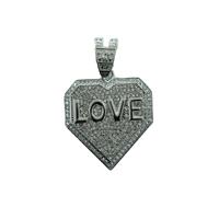 PD3100 Style Hip Hop Grand Amour Pendentif Collier Corde Glacée Chaîne Coeur Forme Bling Strass Argent Alliage Bijoux Usine 2025