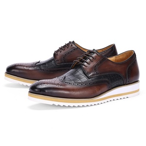Zapatos de Hombre de Primera Capa de Cuero Genuino, Estilo Británico, para Negocios, Bodas, Caminar, Otoño, con Cierre de Cordones, Color Sólido, Tendencia de Moda - Product Image 1