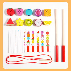 Jouet éducatif Woonde, blocs d'empilage de fruits, entraînement à la pensée des enfants, ficelle de fruits, brochette numérique - Product Image 4