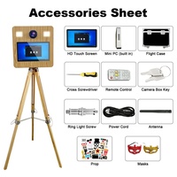 Photomaton en bois Proprint 360 en libre-service avec compatibilité SLR et iPad, impression instantanée, Wi-Fi pour les fêtes d'anniversaire