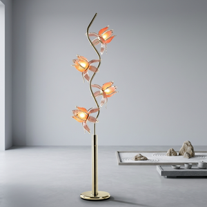 Stylish 4 Head Lotus <b>Standing</b> Lamp S Bend Gold Metal Pole Warm Light Floor Lamp for Interior Decoration - Product Image 4