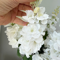 Plante Artificielle Blanche, Toucher Réel, Légère, Branche et Feuilles Naturelles, Fleur de Delphinium, Décoration Maison, Faite à la Main, Saint-Valentin