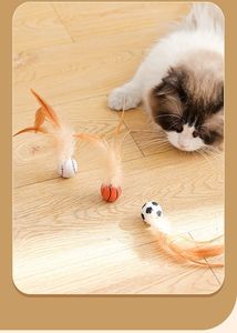 Bola elástica de plumas de gato, juego automático, interactivo, para mascotas, gatitos, para aliviar el estrés, hierba gatera, suministros para pájaros voladores - Product Image 6