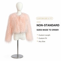 Manteau en fausse fourrure imitant les plumes d'autruche - Manteau femme automne/hiver, coupe ajustée, simple boutonnage, tricoté, court et tendance