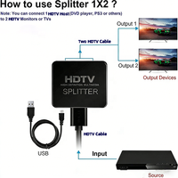 Meilleur Répartiteur Vidéo Blanc 1x2 de Haute Qualité, 1 Entrée 2 Sorties, 2 Ports, Distributeur 4K pour TV 4K, DVD, PS3