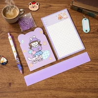 Nouvel ensemble de papeterie pour filles, grande capacité, classeur à fermeture éclair en PVC, trousse à crayons transparente double face, fournitures scolaires en gros