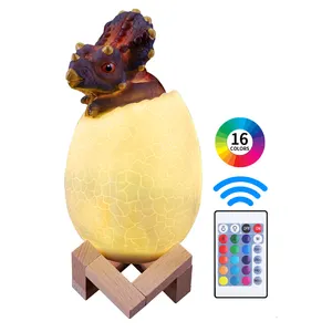 Creative Cute Triceratops Dinosaur Shape Baby Night Lamp 3D Touch Colorful LED Night Light With Remote