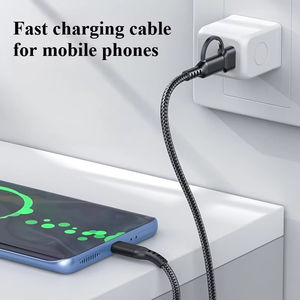 متعدد 2 في 1 شحن USB 1 م 2 م 2 م 3 م 3 قدم 6 قدم 10 قدم من النوع C إلى Type-C 3A كابل نايلون Nraid من سبائك الألومنيوم - Product Image 5
