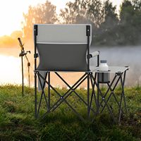 Chaise de camping pliable en aluminium NBT pour l'extérieur, table d'appoint portable, chaise de pêche, chaise de camping-car, chaise de pique-nique, 2 poches de rangement, porte-gobelet