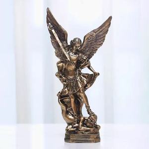 Résine Artisanat Bronze Saint Michel Figurine Religieux Cadeau Personnalisé Ange Sculpture Décoration - Product Image 1