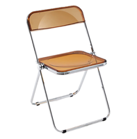 Meubles de restaurant modernes, table en acier inoxydable, chaise pliante renforcée en acrylique transparent, combinaison table et chaise pour usage commercial