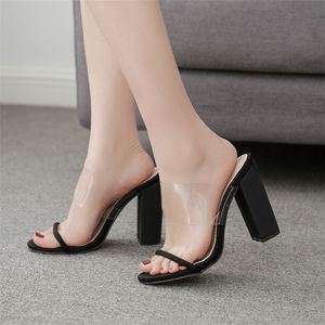 Sandali Estivi da Donna con Tacco Alto, Ciabatte Trasparenti, <span class=keywords><strong>Sexy</strong></span> Scarpe Femminili con Punta Aperta e Tacco Spesso, Disponibili in Taglie Grandi - Product Image 3