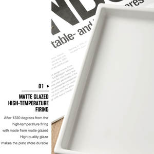 Plato <span class=keywords><strong>Rectangular</strong></span> de Cerámica para Servir Postres, 9 Pulgadas, Venta al por Mayor, Platos Rectangulares Pequeños de Porcelana Blanca Mate para Cena - Product Image 3