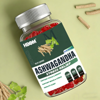 Complément alimentaire pour le sommeil en gommes à l'ashwagandha et à la L-théanine, marque privée OEM ODM, extrait d'ashwagandha KSM-66, gommes à l'ashwagandha végétaliennes