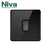Interrupteur mural NIVA NV1 en acier inoxydable poli, design moderne de luxe, 1 poste, 2 voies, norme britannique, pour maison, hôtel, villa, intérieur