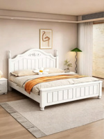 Lit de chambre à coucher moderne style ferme en bois massif blanc avec tiroirs de rangement, hauteur réglable, matelas Queen Size – Offre Spéciale